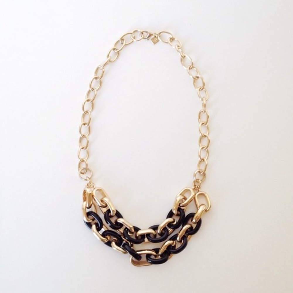 Banana Republic Black & Gold Chunky Chain Statement Necklace